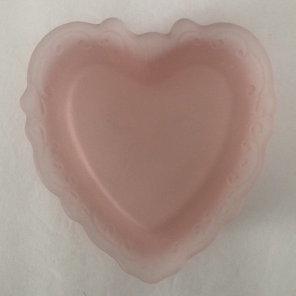 Vintage Imperial Glass Lenox Pink Satin Heart Bow And Arrow Trinket Dish - Picture 6 of 12